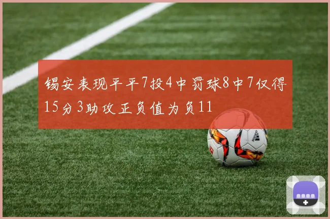 锡安表现平平7投4中罚球8中7仅得15分3助攻正负值为负11